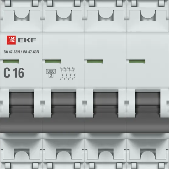 Автоматический выключатель 4P 16А (C) 6кА ВА 47-63N EKF PROxima#2