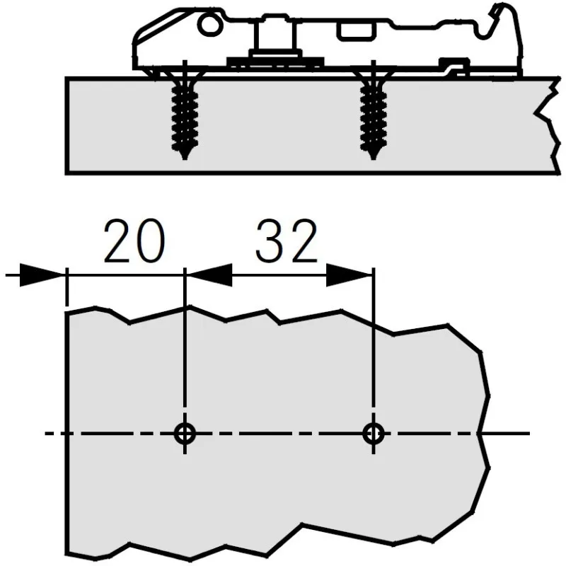 Линейная ответная планка для петли 1d TIOMOS H (00) 2-точечное крепление Никель (Саморез)#2