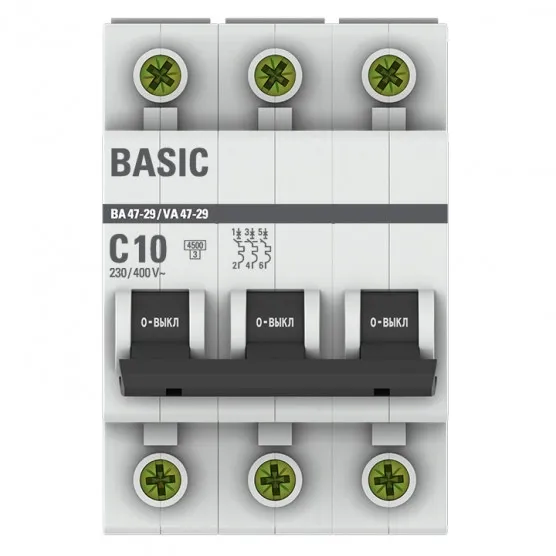 Автоматический выключатель 3P 10А (C) 4,5кА ВА 47-29 Basic#2
