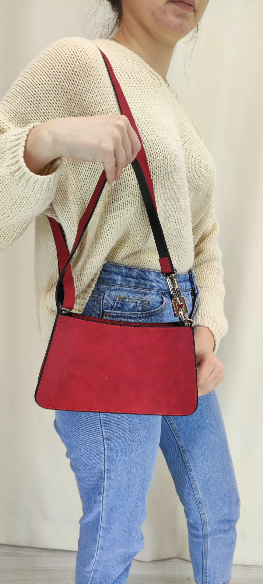 Женская сумка-багет с цепочкой SHK Bag MYZ0000TRCS Красный#3