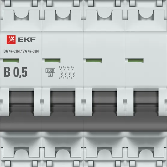 Автоматический выключатель 4P 0,5А (B) 6кА ВА 47-63N EKF PROxima#2