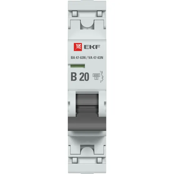 Автоматический выключатель 1P 20А (B) 6кА ВА 47-63 EKF PROxima#2