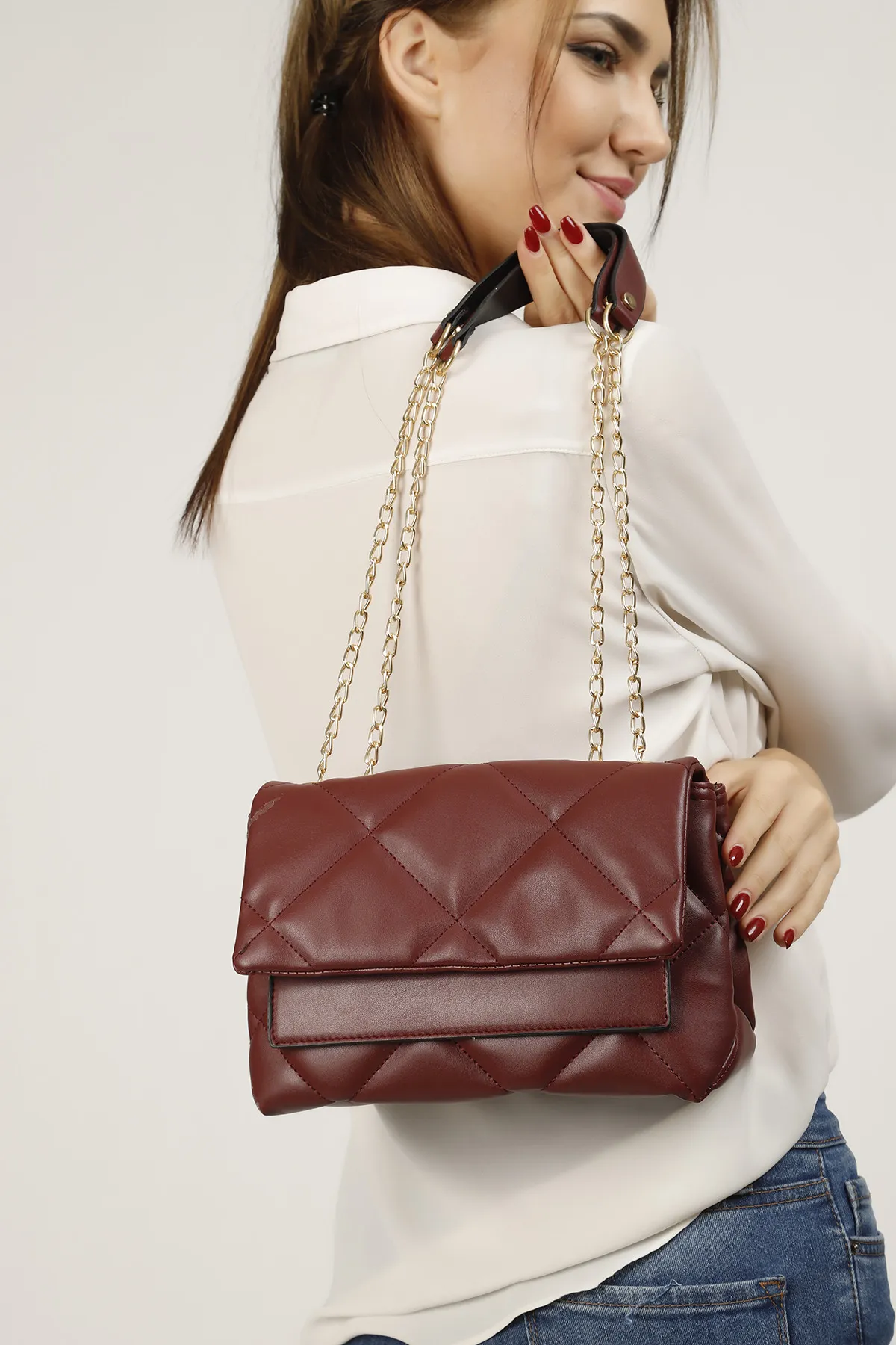 Женская сумка с вышивкой - бордовый shk bag#2