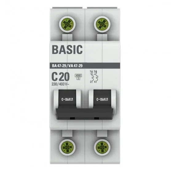 Автоматический выключатель 2P 20А (C) 4,5кА ВА 47-29 Basic#2