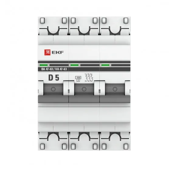 Автоматический выключатель 3P 5А (D) 4,5kA ВА 47-63 EKF PROxima#2
