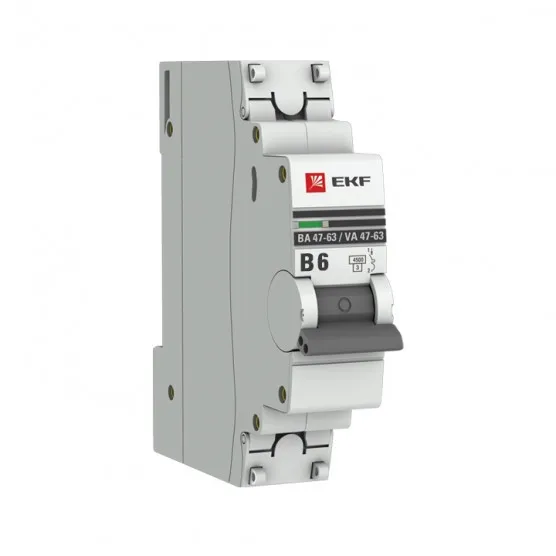 Автоматический выключатель 1P 6А (В) 4,5kA ВА 47-63 EKF PROxima#1