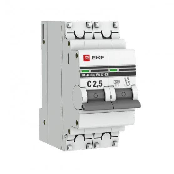Автоматический выключатель 2P 5А (C) 4,5kA ВА 47-63 EKF PROxima#1