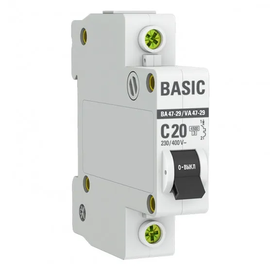 Автоматический выключатель 1P 20А (C) 4,5кА ВА 47-29 Basic#1