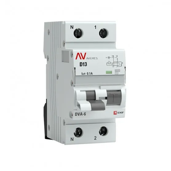 Дифференциальный автомат DVA-6 1P+N 13А (D) 100мА (AC) 6кА EKF AVERES#1