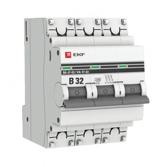 Автоматический выключатель 3P 32А (В) 4,5kA ВА 47-63 EKF PROxima#1
