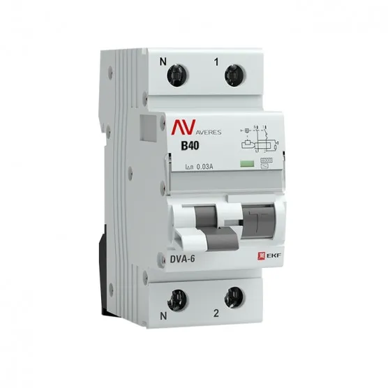 Дифференциальный автомат DVA-6 1P+N 40А (B) 30мА (AC) 6кА EKF AVERES#1