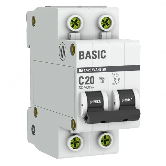 Автоматический выключатель 2P 20А (C) 4,5кА ВА 47-29 Basic#1