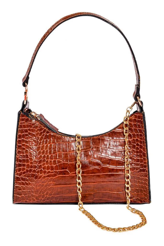 Женская сумка через плечо baguette bag - коричневый shk bag#1