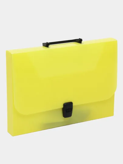 Портфель пластиковый ErichKrause Diagonal Neon, A4, желтый (в пакете по  1шт.)#1