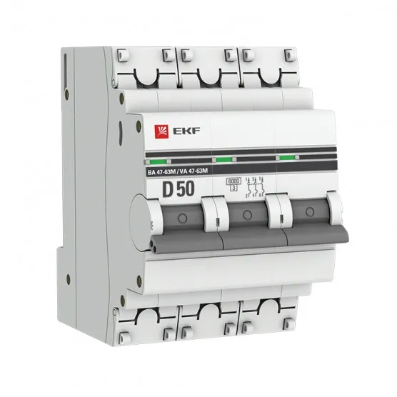 Автоматический выключатель 3P 50А (D) 6кА ВА 47-63M без теплового расцепителя EKF PROxima#1