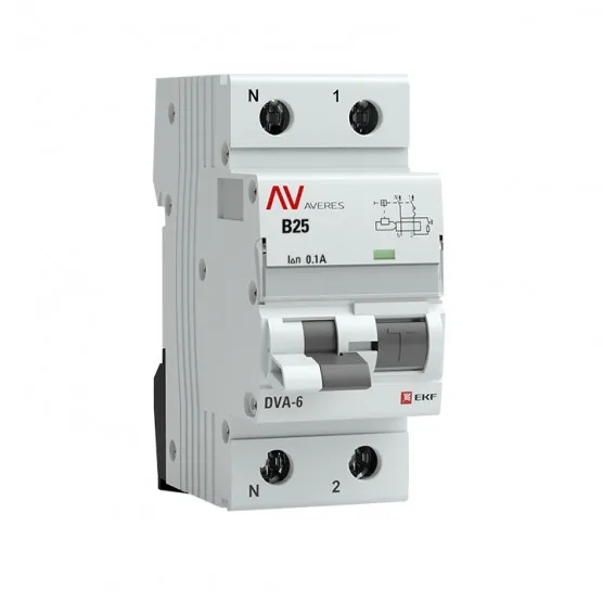 Дифференциальный автомат DVA-6 1P+N 25А (B) 100мА (AC) 6кА EKF AVERES#1