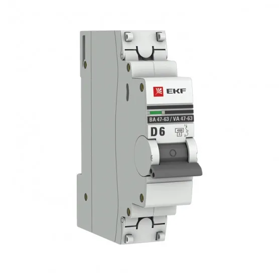 Автоматический выключатель 1P 6А (D) 4,5kA ВА 47-63 EKF PROxima#1