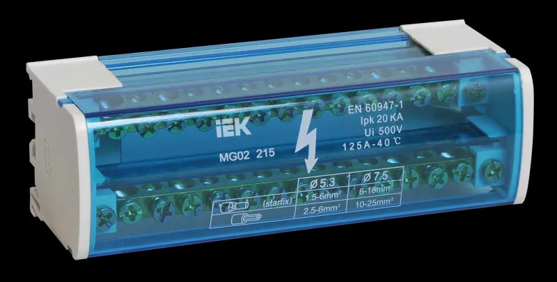 IEK Шины на DIN-рейку в корпусе (кросс-модуль) ШНК 2х15 L+PEN#1