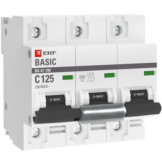 Автоматический выключатель 3P 125А (C) 10kA ВА 47-100 EKF Basic#1