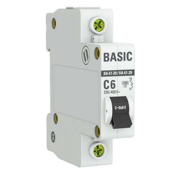 Автоматический выключатель 1P 6А (C) 4,5кА ВА 47-29 Basic#1