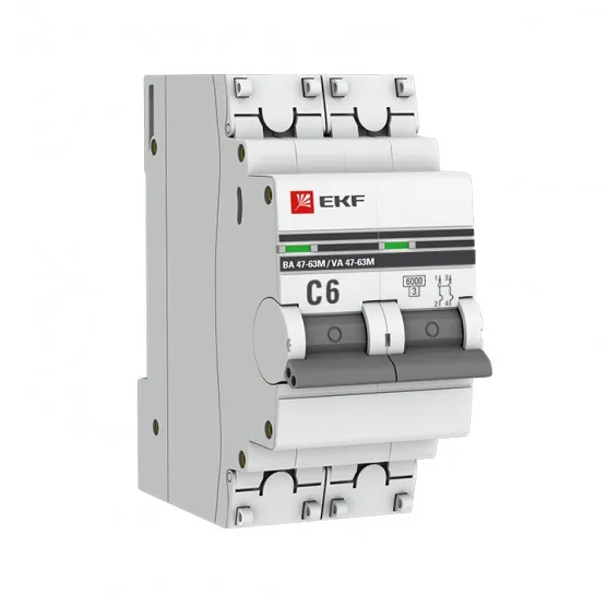 Автоматический выключатель 2P 6А (C) 6кА ВА 47-63M без теплового расцепителя EKF PROxima#1