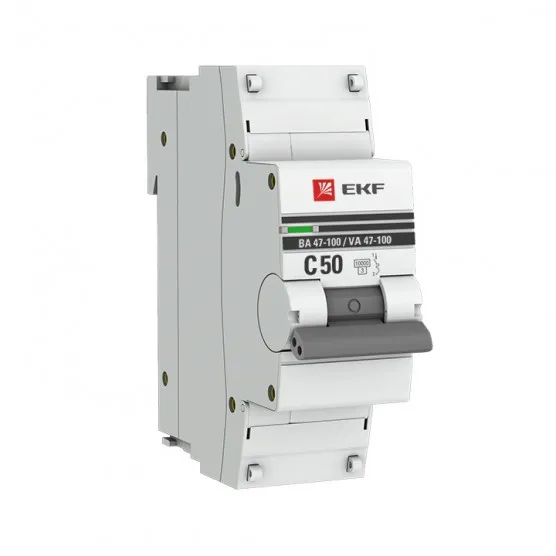 Автоматический выключатель 1P 50А (C) 10kA ВА 47-100 EKF Basic#1