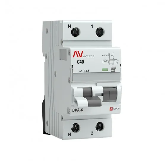 Дифференциальный автомат DVA-6 1P+N 40А (C) 100мА (A) 6кА EKF AVERES#1