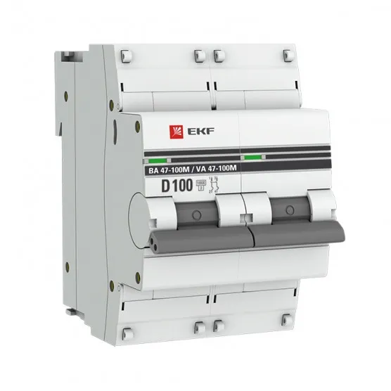 Автоматический выключатель 2P 100А (D) 10kA ВА 47-100M без теплового расцепителя EKF PROxima#1