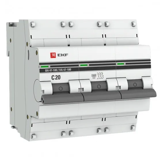 Автоматический выключатель 3P 20А (C) 10kA ВА 47-100 EKF PROxima#1