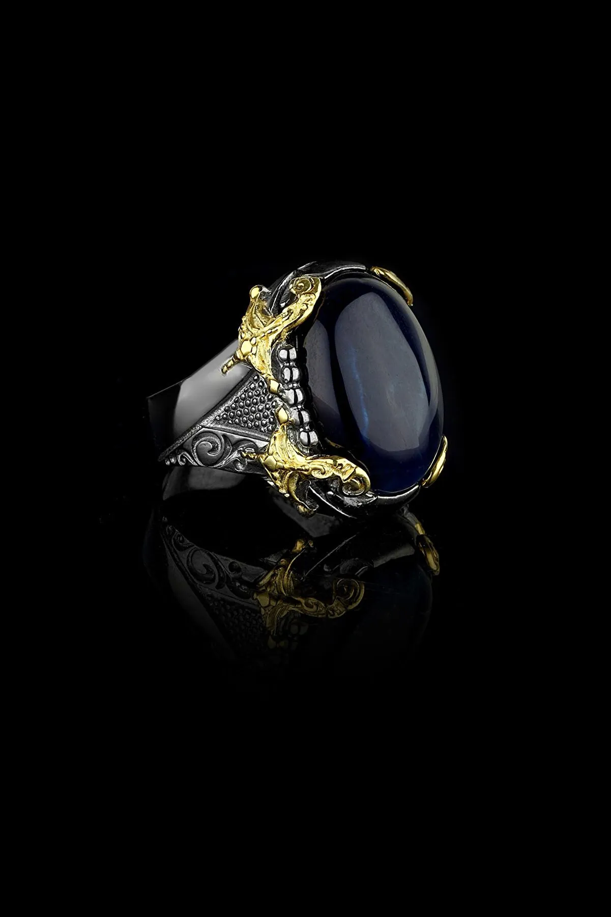 Мужское кольцо - камень оникс (серебро) ur1068 Larin Silver#1