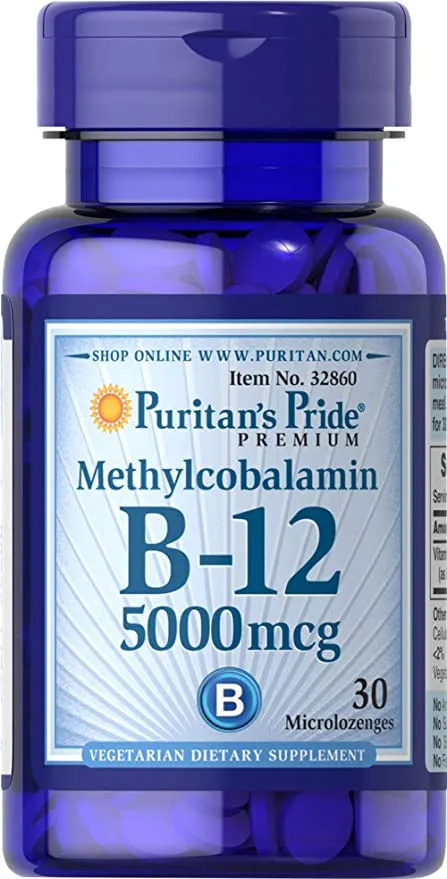 Витамин B-12 Puritans Pride Метилкобаламин 5000 мкг 30 микропластинок#1