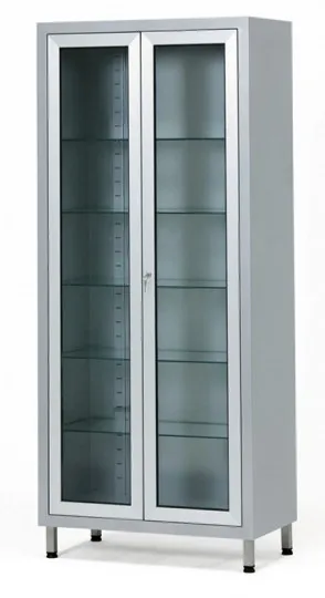Инструментальный медицинский двухстворчатый шкаф с двумя стеклянными дверцами#1