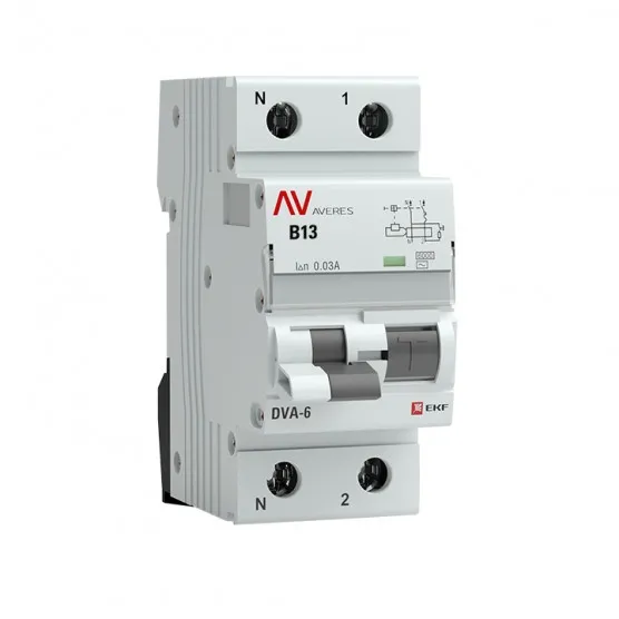 Дифференциальный автомат DVA-6 1P+N 13А (B) 30мА (AC) 6кА EKF AVERES#1