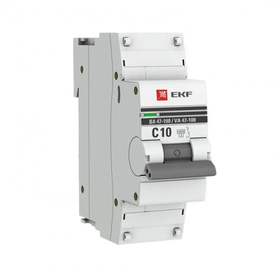 Автоматический выключатель 1P 10А (C) 10kA ВА 47-100 EKF Basic#1