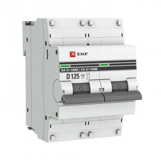 Автоматический выключатель 2P 125А (D) 10kA ВА 47-100M без теплового расцепителя EKF PROxima#1