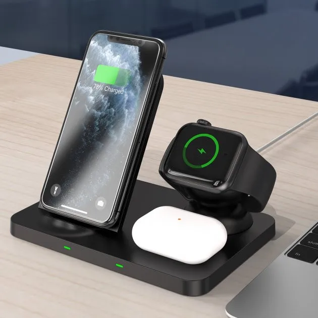 Беспроводное зарядное устройство XO для Apple Watch Phone TWS Headset XO WX018 15W 3 в 1#1