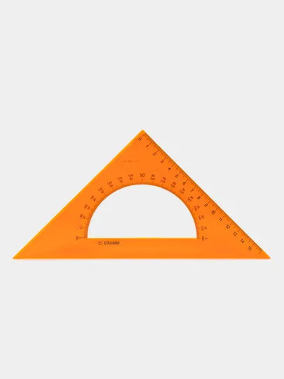 Треугольник с транспортиром СТАММ NEON Cristal, 16см, 45 градусов, оранжевый#1