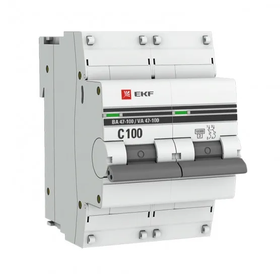 Автоматический выключатель 2P 100А (C) 10kA ВА 47-100 EKF Basic#1