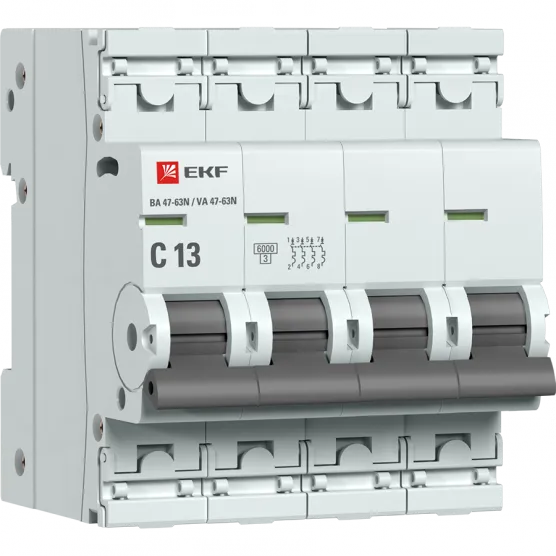 Автоматический выключатель 4P 13А (C) 6кА ВА 47-63N EKF PROxima#1
