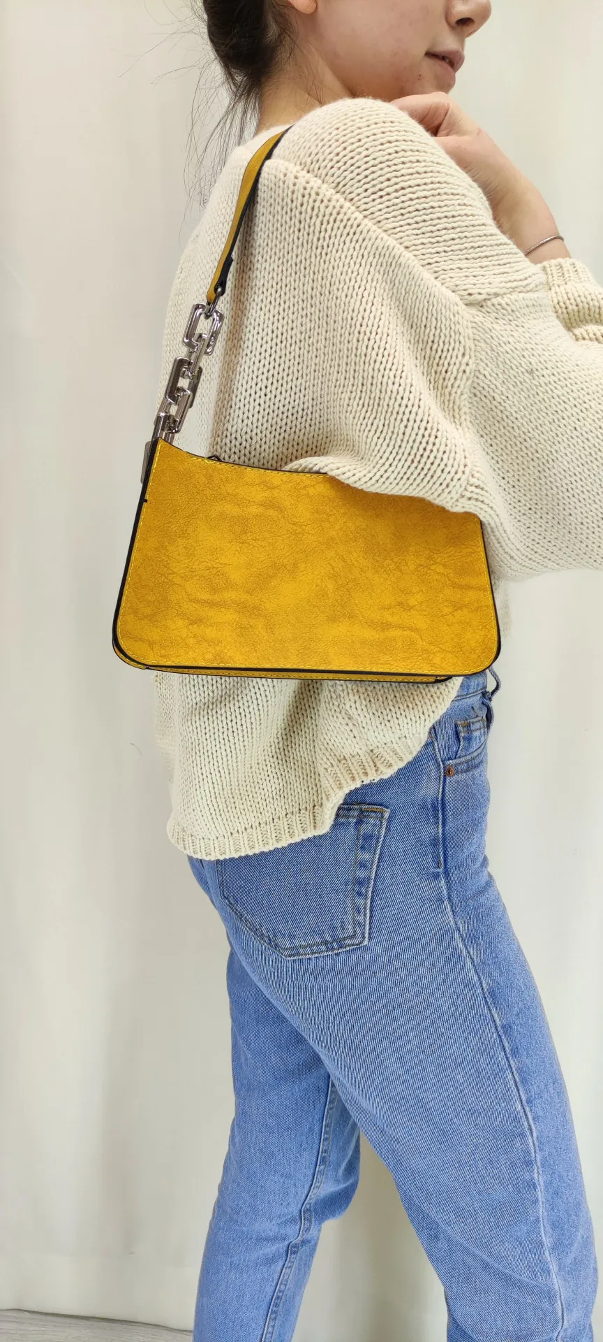 Женская сумка-багет с цепочкой SHK Bag MYZ0000TRCS Желтый#1