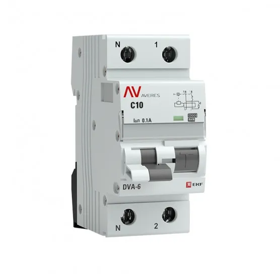 Дифференциальный автомат DVA-6 1P+N 10А (C) 100мА (A) 6кА EKF AVERES#1
