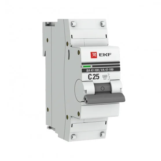 Автоматический выключатель 1P 25А (C) 10kA ВА 47-100 EKF Basic#1