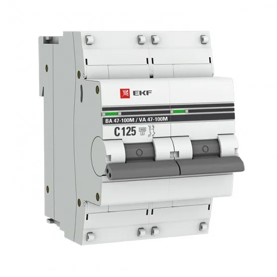 Автоматический выключатель 2P 125А (C) 10kA ВА 47-100M без теплового расцепителя EKF PROxima#1