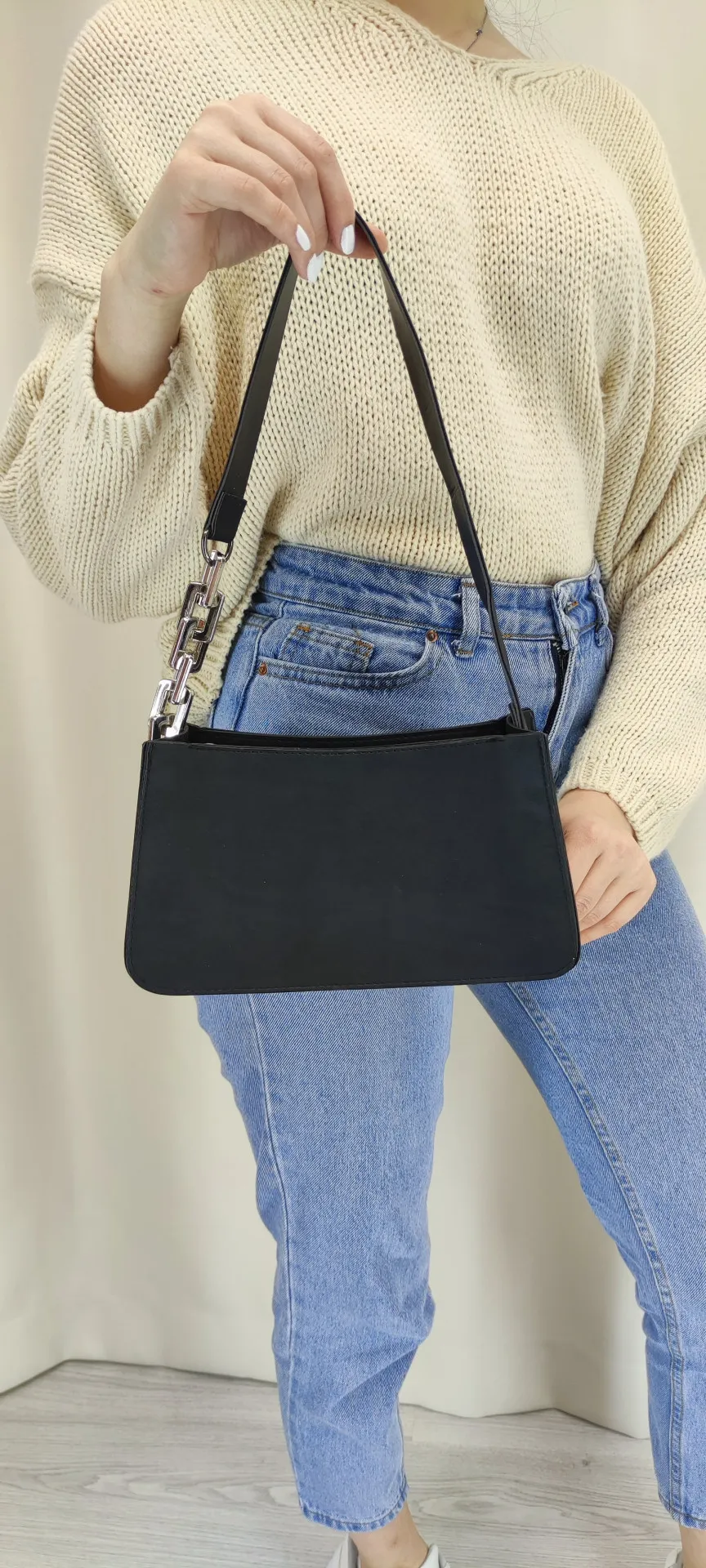 Женская сумка-багет с цепочкой SHK Bag MYZ0000TRCS Черный#1