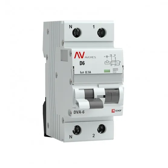 Дифференциальный автомат DVA-6 1P+N 6А (D) 100мА (AC) 6кА EKF AVERES#1