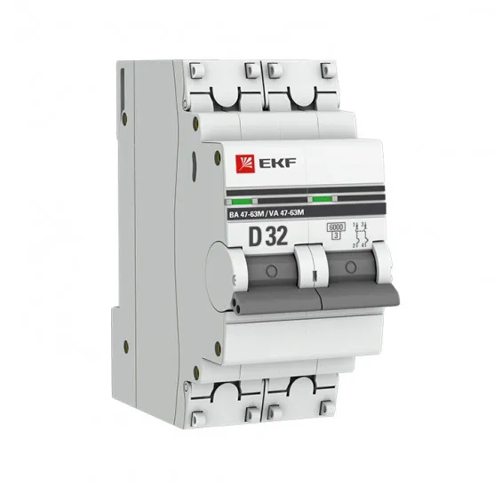 Автоматический выключатель 2P 32А (D) 6кА ВА 47-63M без теплового расцепителя EKF PROxima#1