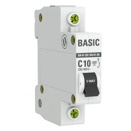 Автоматический выключатель 1P 10А (C) 4,5кА ВА 47-29 Basic#1