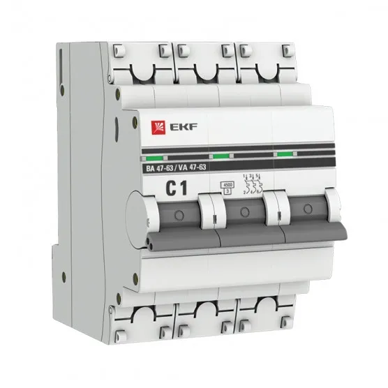 Автоматический выключатель 3P 1А (C) 4,5kA ВА 47-63 EKF PROxima#1