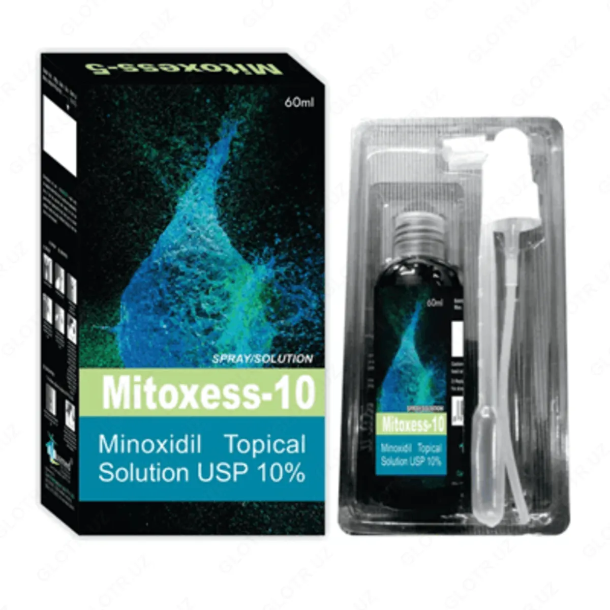 Сыворотка для роста волос и бороды Minoxidil Mitoxess Topical Solution USP 10%, 60 мл#1