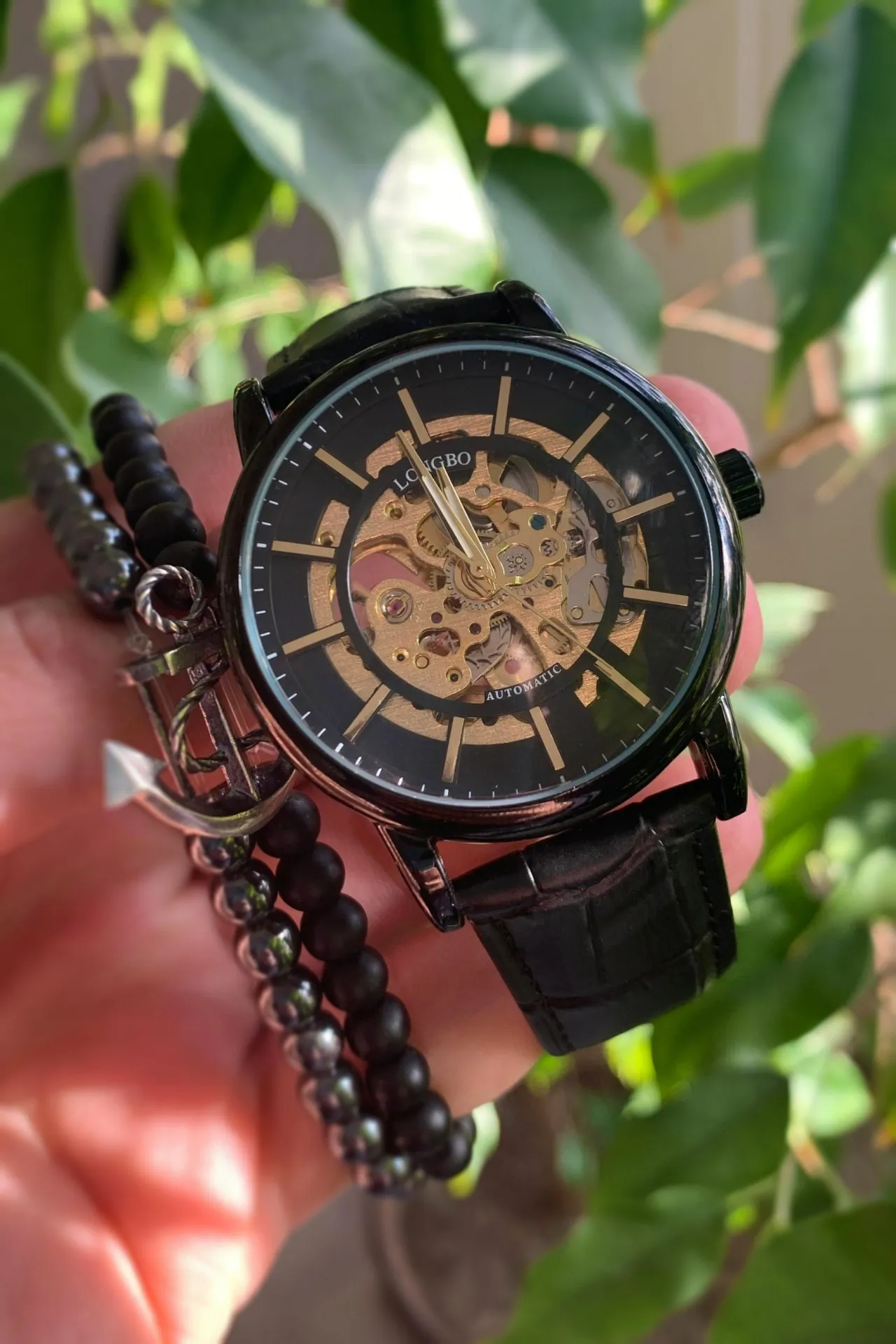 Механические мужские наручные часы Longbo черный#1